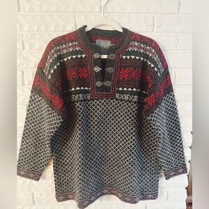 Squaw Valley Women's Nordic Pattern Crewneck Sweater - Red and Black